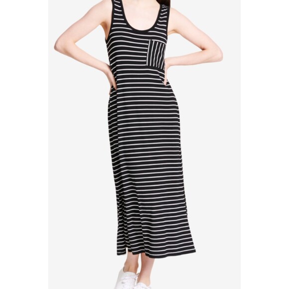 Calvin Klein Dresses & Skirts - Calvin Klein Striped Patch Pocket Maxi Dress Black / White